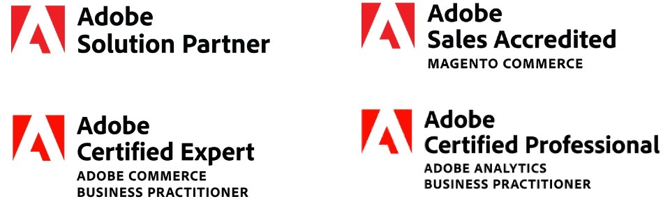 Four Adobe Commerce Certification Logos