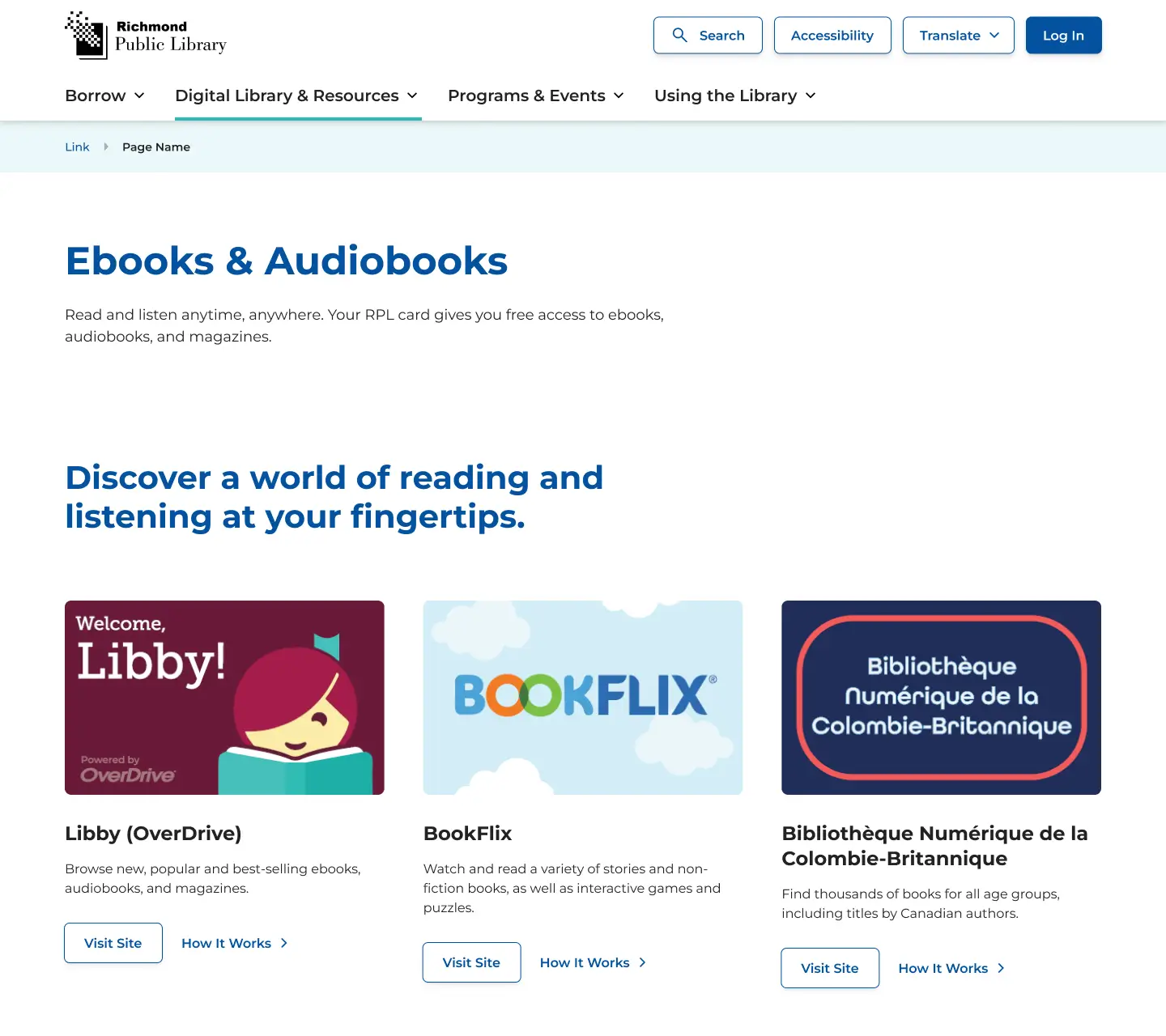 Richmond Public Library Ebooks & Audiobooks • Desktop