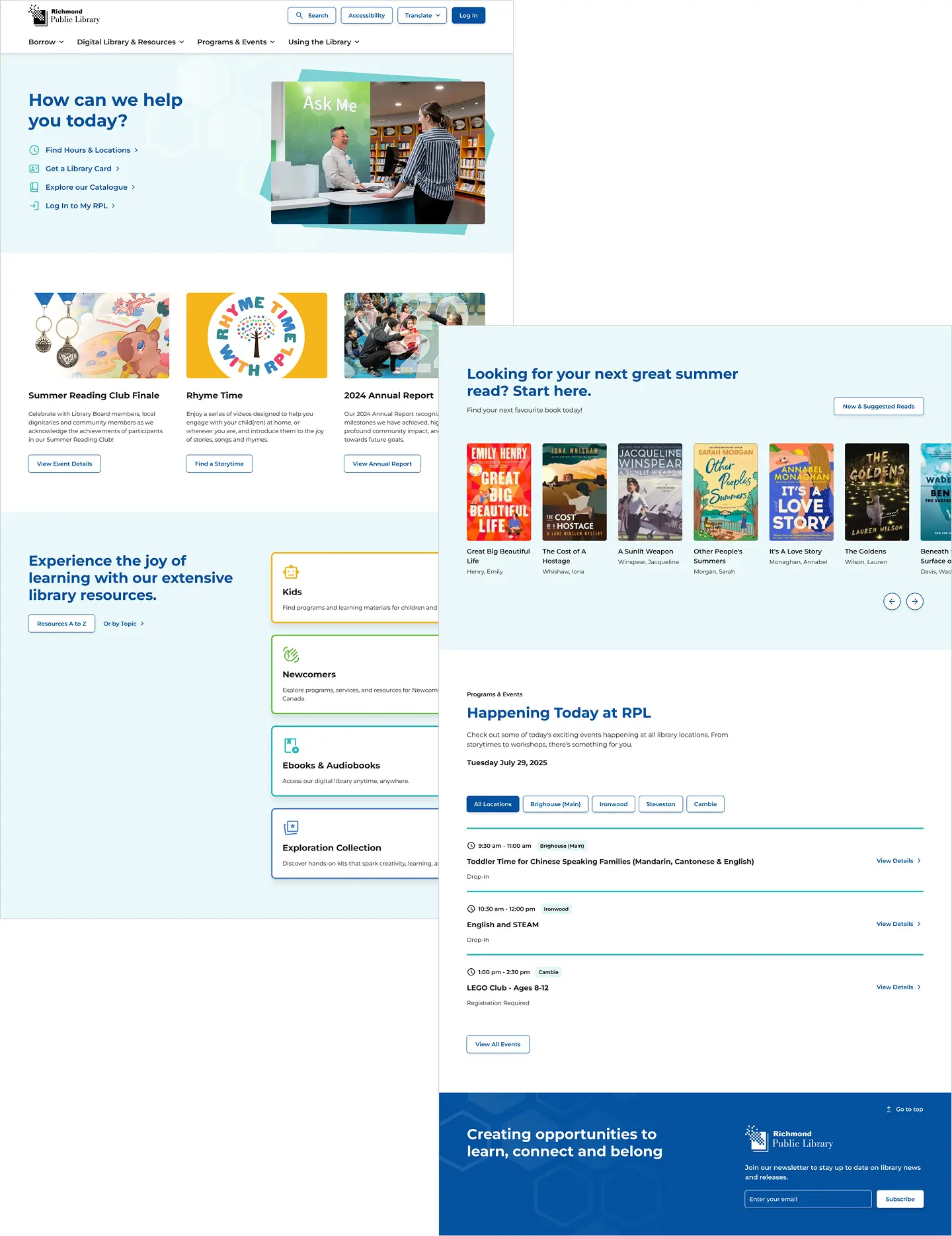 Richmond Public Library Homepage • Desktop