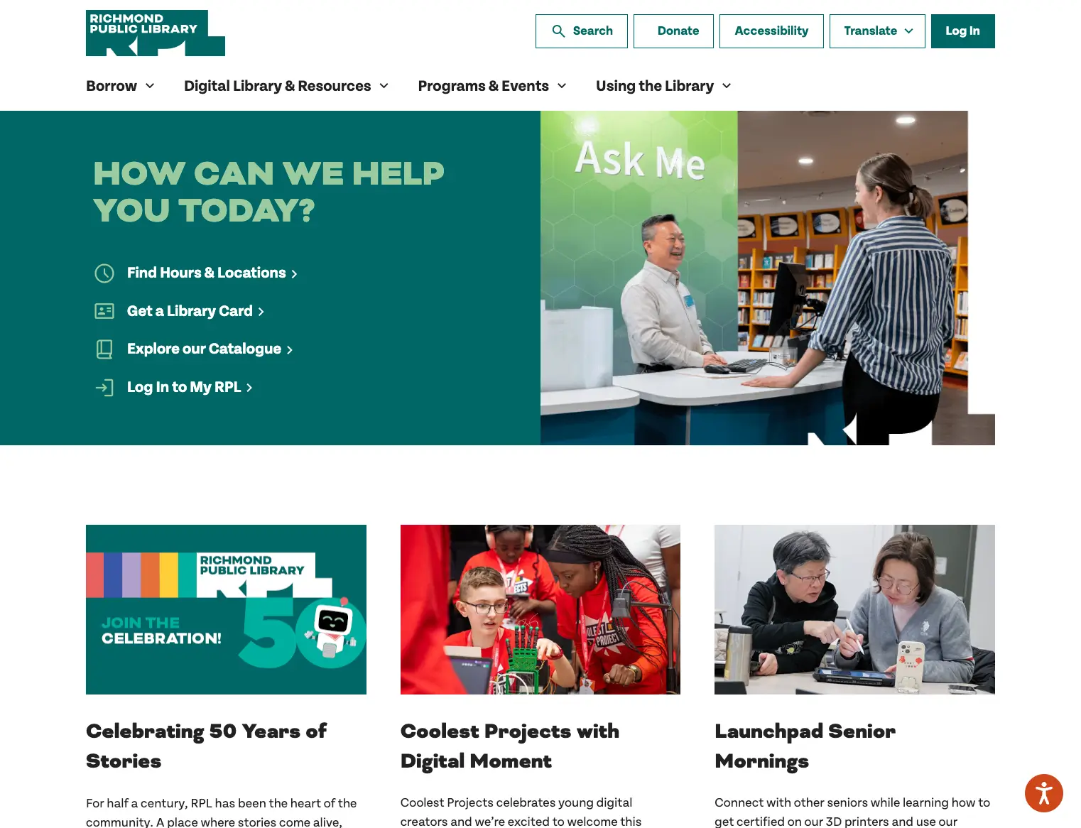 Richmond Public Library Homepage • Desktop